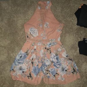 Pink floral romper